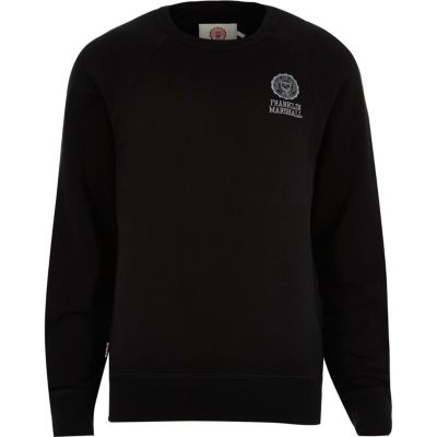 Black Franklin & Marshall logo print jumper